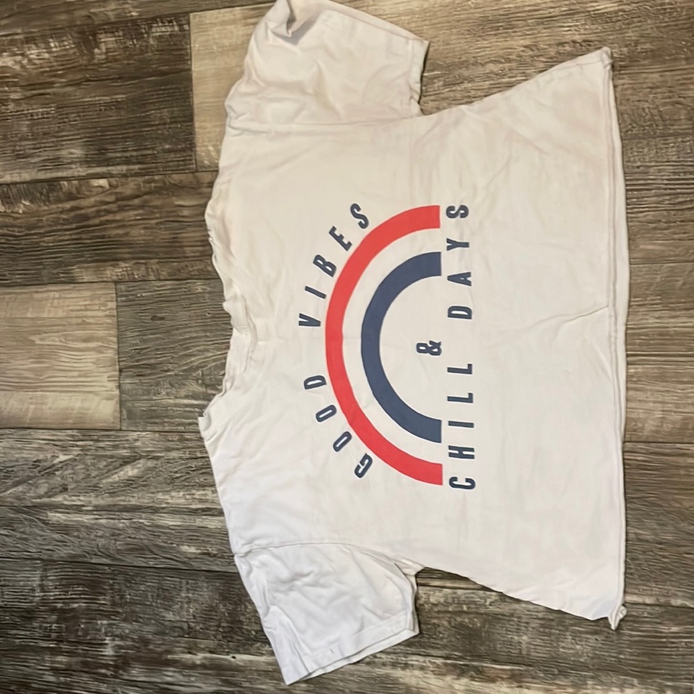A cropped white tee